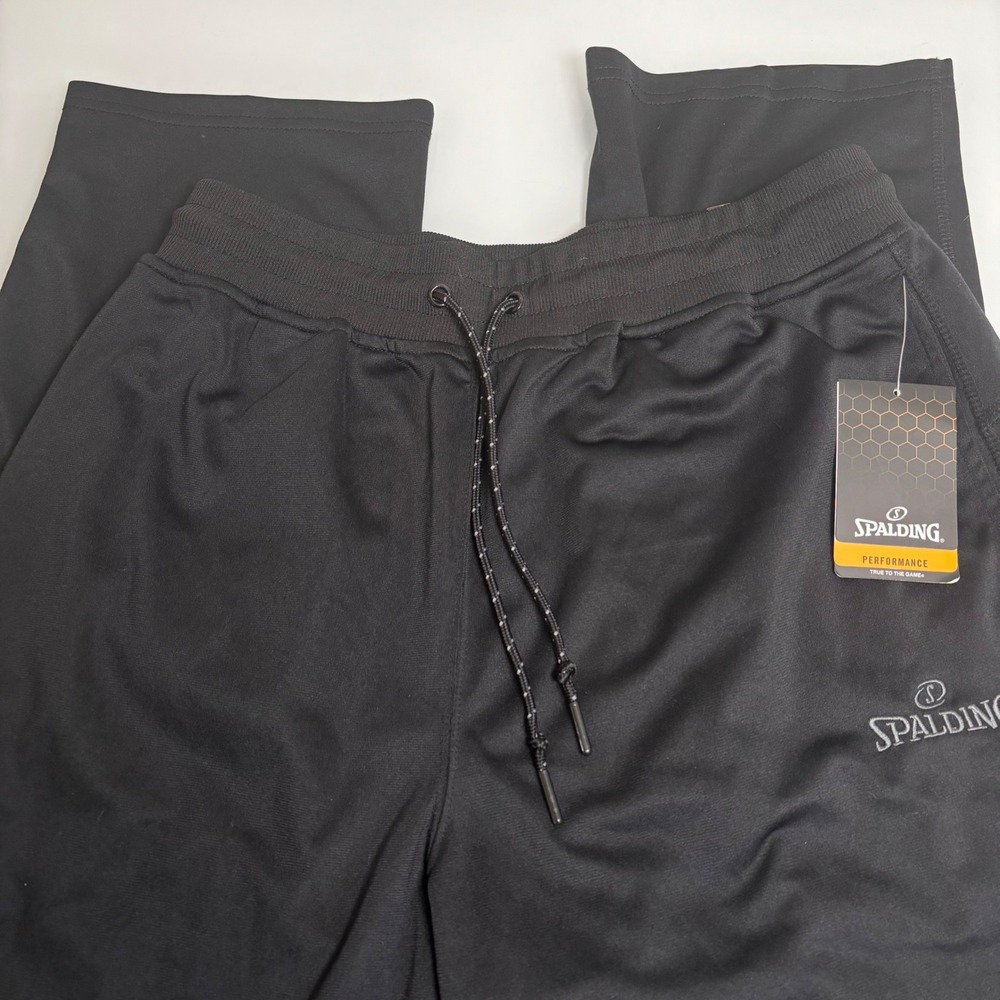 Spalding Mens Medium Black Athletic Fit Performance Track Pants NEW Sporty